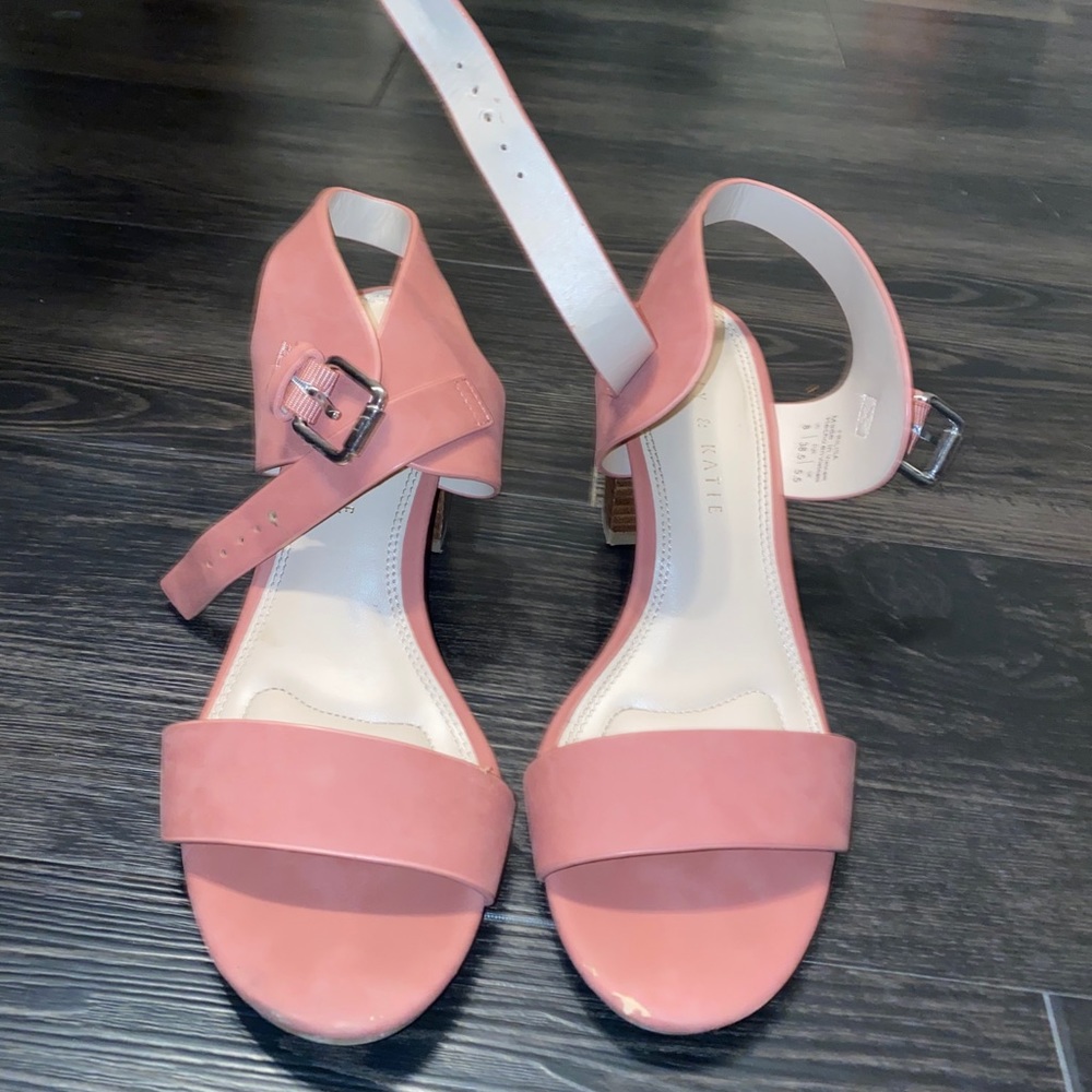 pink/mauve small wooden wedge heels